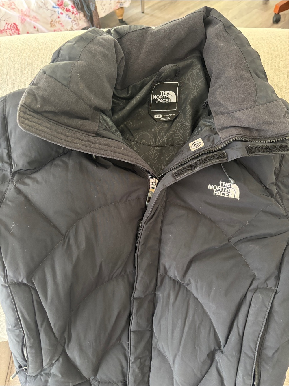 The North Face Black Quilted Puffer Jacket with Logo